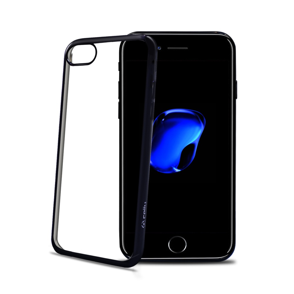 CELLY Laser silikonové pouzdro - lemování s kovovým efektem pro Apple iPhone 7 Plus, Black Edition