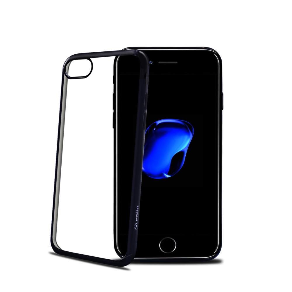 CELLY Laser silikonové pouzdro - lemování s kovovým efektem pro Apple iPhone 7, Black Edition