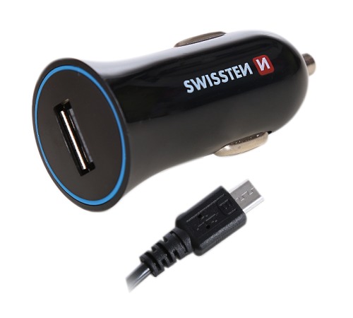Nabíječka do auta CL SWISSTEN USB + kabel 1A černá (BLISTR)