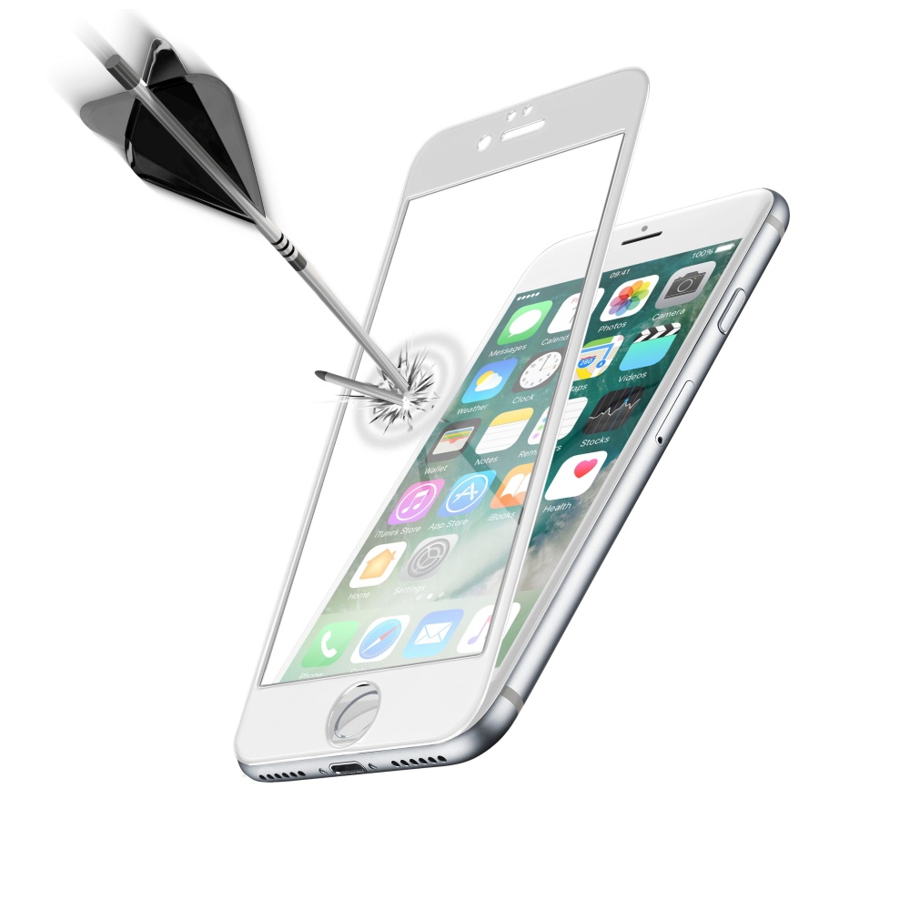 Ochranné tvrzené sklo pro celý displej Cellularline CAPSULE pro Apple iPhone 7/8/SE 2020, bílá