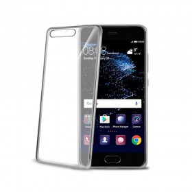 CELLY Laser silikonové pouzdro - lemování s kovovým efektem pro Huawei P10 Plus, stříbrné