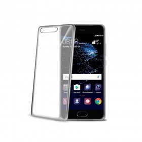 CELLY Laser silikonové pouzdro - lemování s kovovým efektem pro Huawei P10, stříbrné