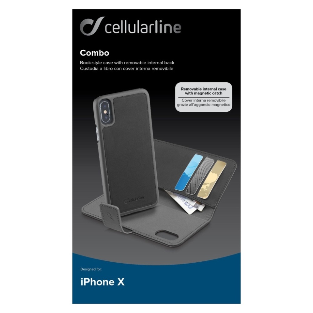 CellularLine COMBO 2v1 flipové pouzdro Apple iPhone X black