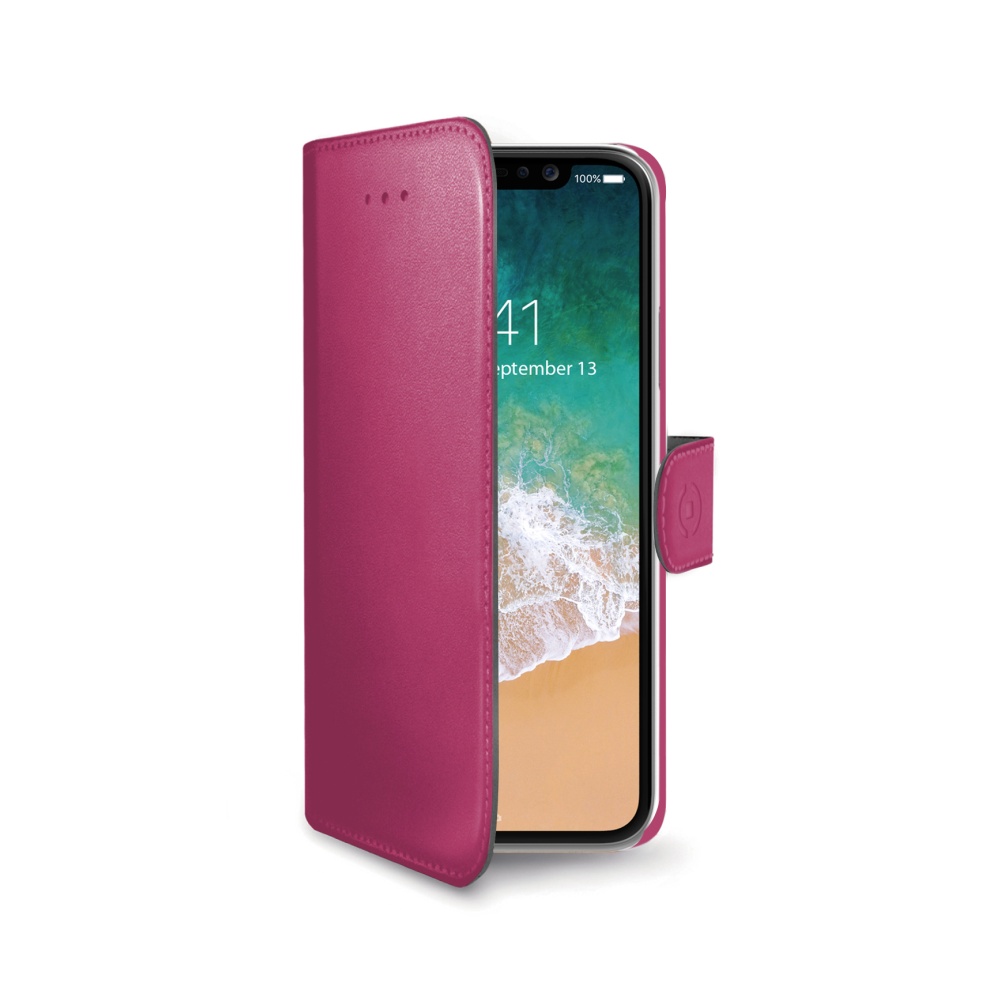 Levně CELLY Wally flipové pouzdro pro Apple iPhone X/XS pink