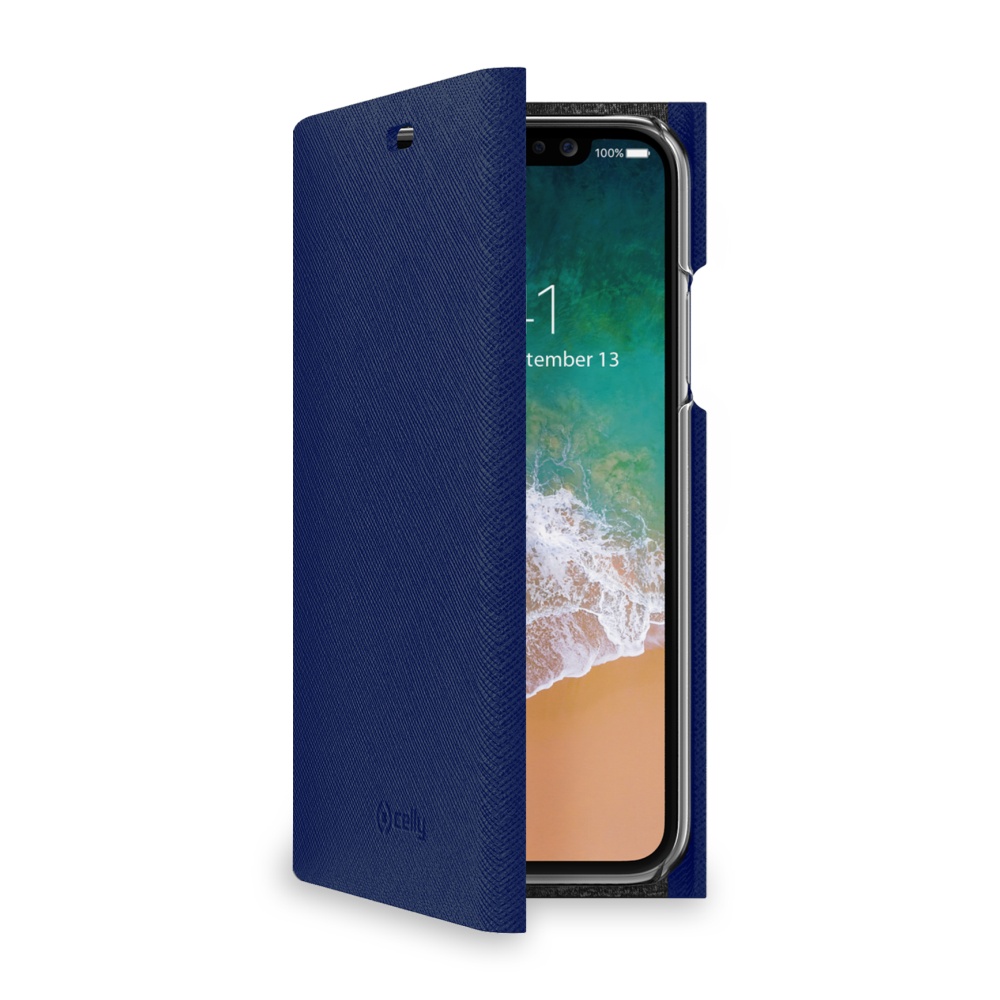 CELLY Shell flipové pouzdro Apple iPhone X blue