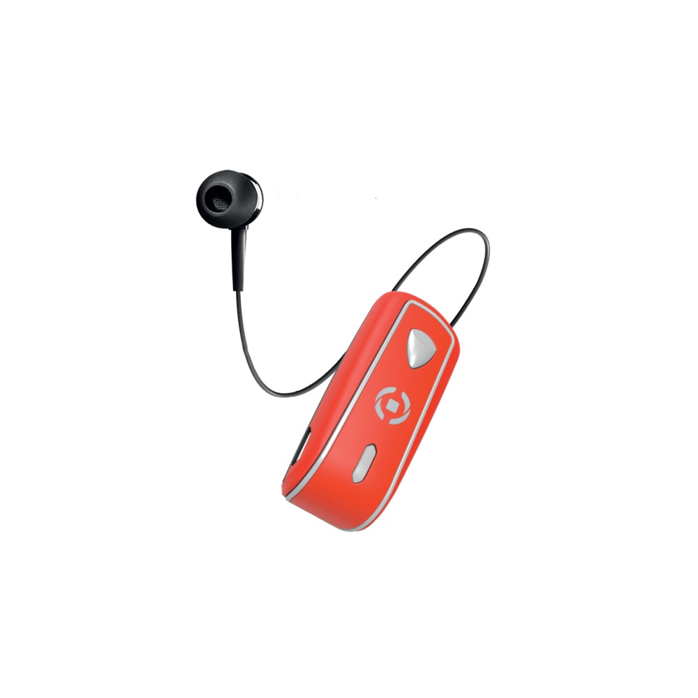Bluetooth headset CELLY SNAIL s klipem a navijákem kabelu, červený