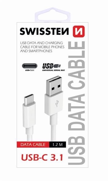 Datový kabel SWISSTEN USB / USB-C 3.1 white (Blister)