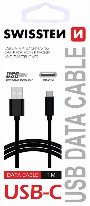 Datový kabel SWISSTEN USB / USB-C 3.1 black