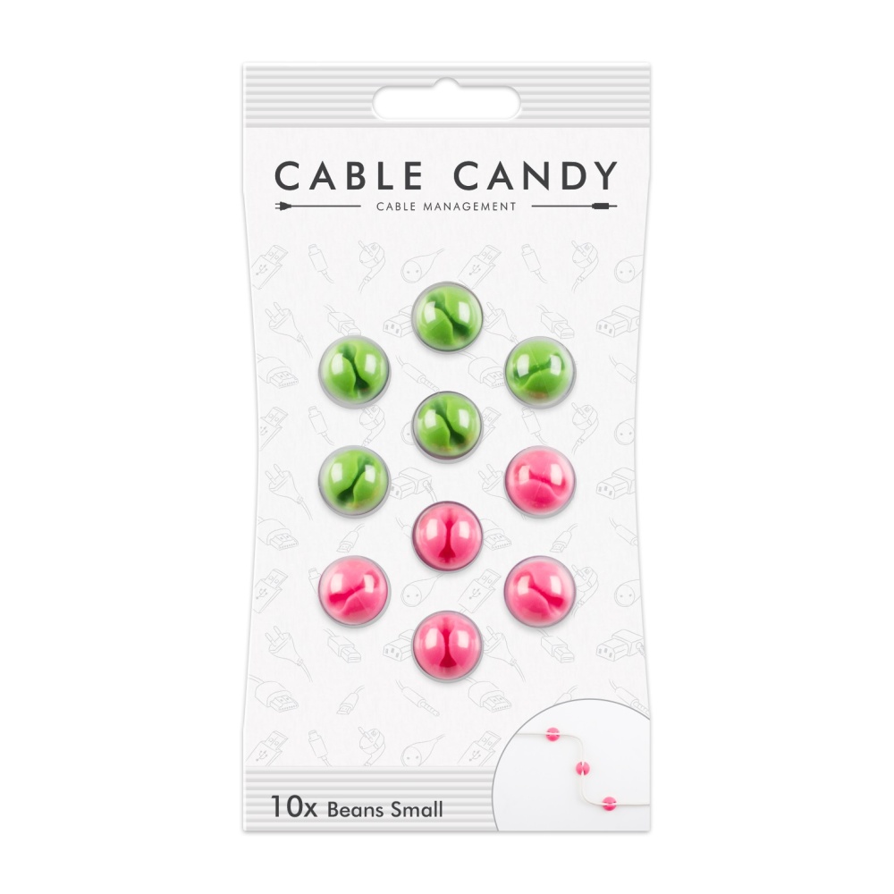 Levně Kabelový organizér Cable Candy Small Beans, 10 ks, zelený a růžový
