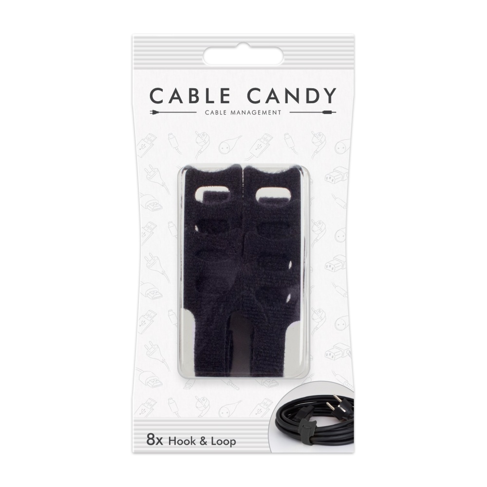Kabelový organizér Cable Candy Hook&Loop, 8ks, černý