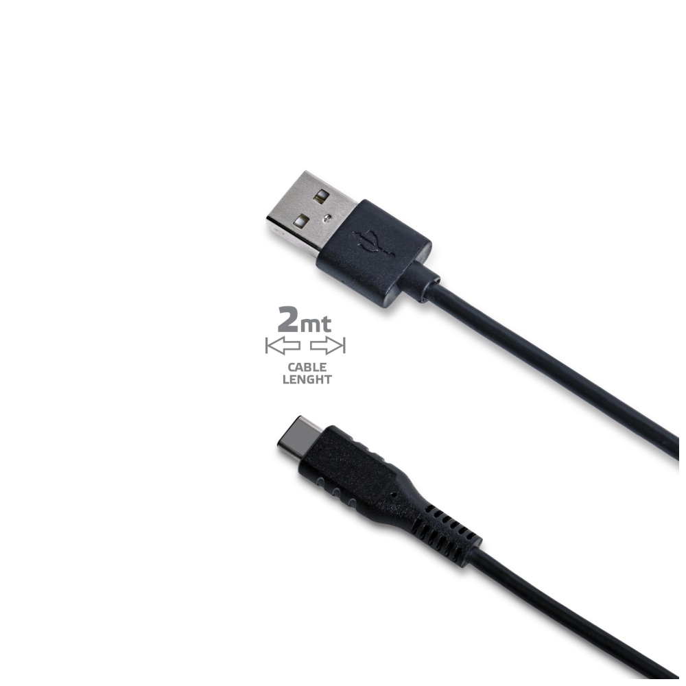 Datový a nabíjecí kabel CELLY s USB-C, 2m, 3A, black