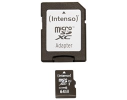 Paměťová karta Intenso 64GB micro SDHC Premium, class 10, UHS-I + adaptér