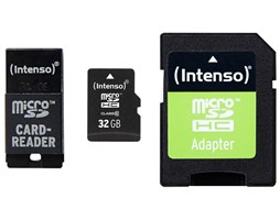 Levně Paměťová karta Intenso 32GB microSDHC, class 10 + adaptér + USB čtečka