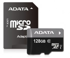 Paměťová karta ADATA Premier 128GB microSDXC,  UHS-I CL10 A1 s adaptérem