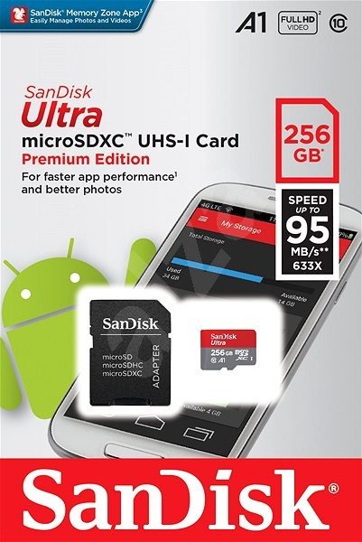 Paměťová karta SanDisk Ultra microSDXC 256GB, Class10 UHS-I s adaptérem (EU Blister)