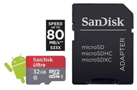 Paměťová karta SanDisk Ultra Android microSDHC 32GB, A1,Class10,UHS-I (U1), 100 MB/s s adaptérem