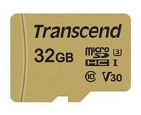 Paměťová karta TRANSCEND Micro SDHC 500S 32GB UHS-I U3 V30 + adaptér