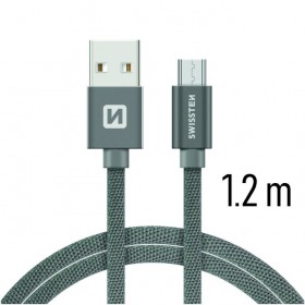 Datový kabel Swissten Textile USB / microUSB 1,2m, grey