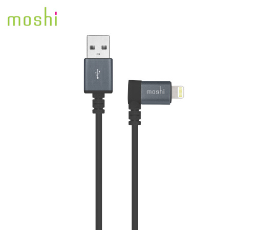 Data kabel Moshi Lightning™ s konektorem v úhlu 90° 1,5 m černý