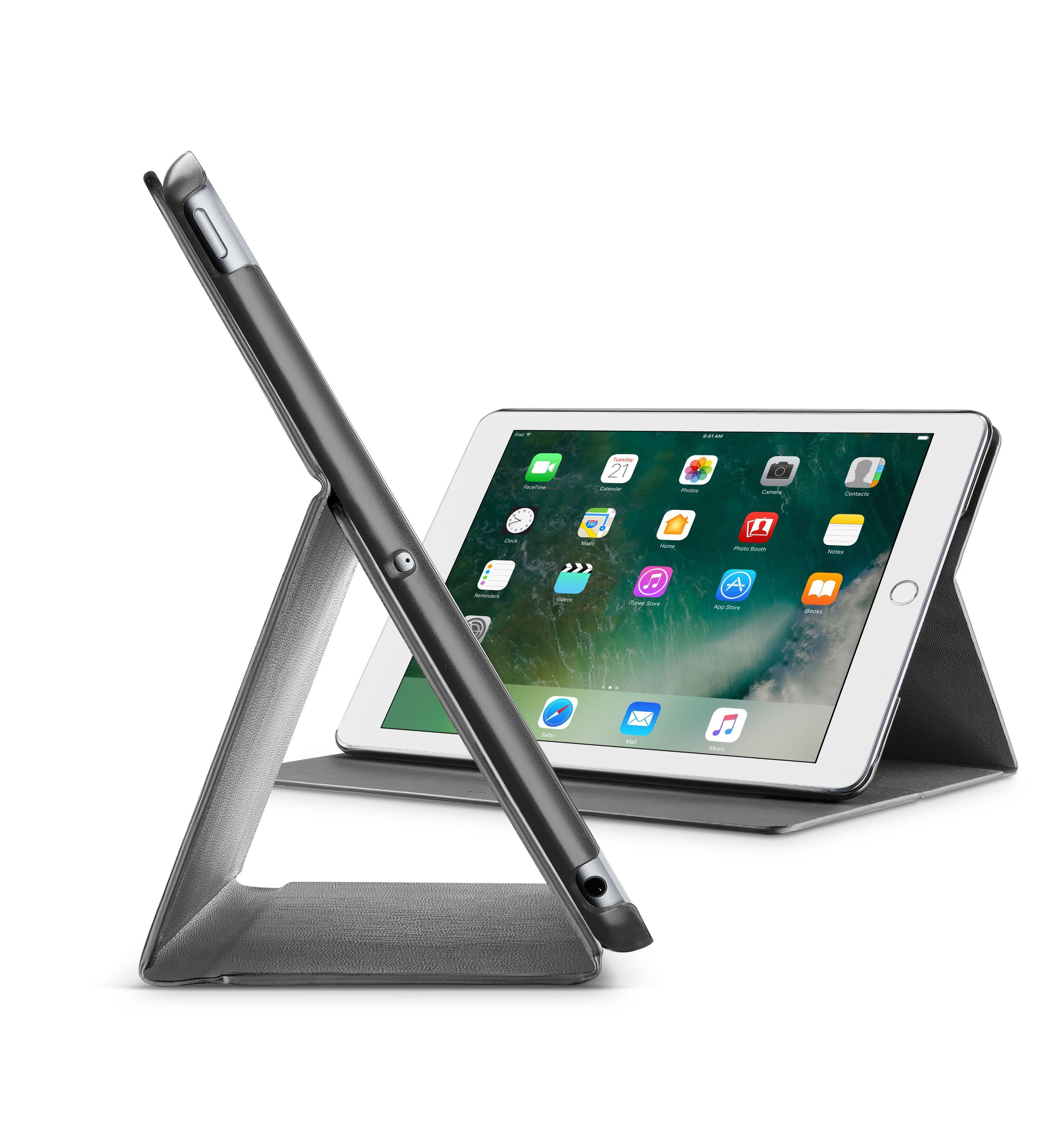 Pouzdro se stojánkem CellularLine Folio pro Apple iPad 9,7" (2018) černé