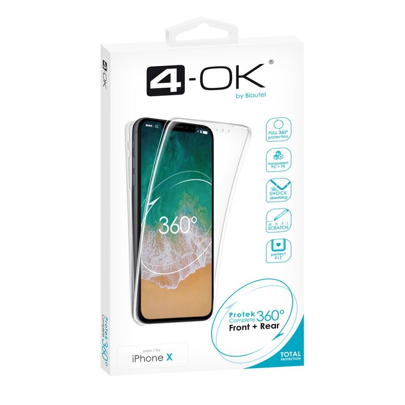 Ochranný kryt 4-OK Protek 360 pro Apple iPhone X, transparentní
