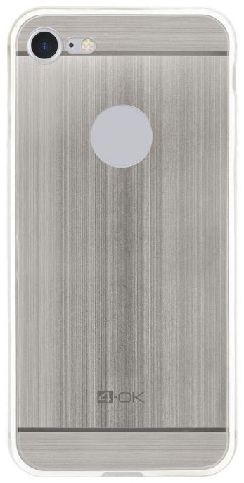 Zadní TPU kryt 4-OK Metal pro Apple iPhone 7, silver