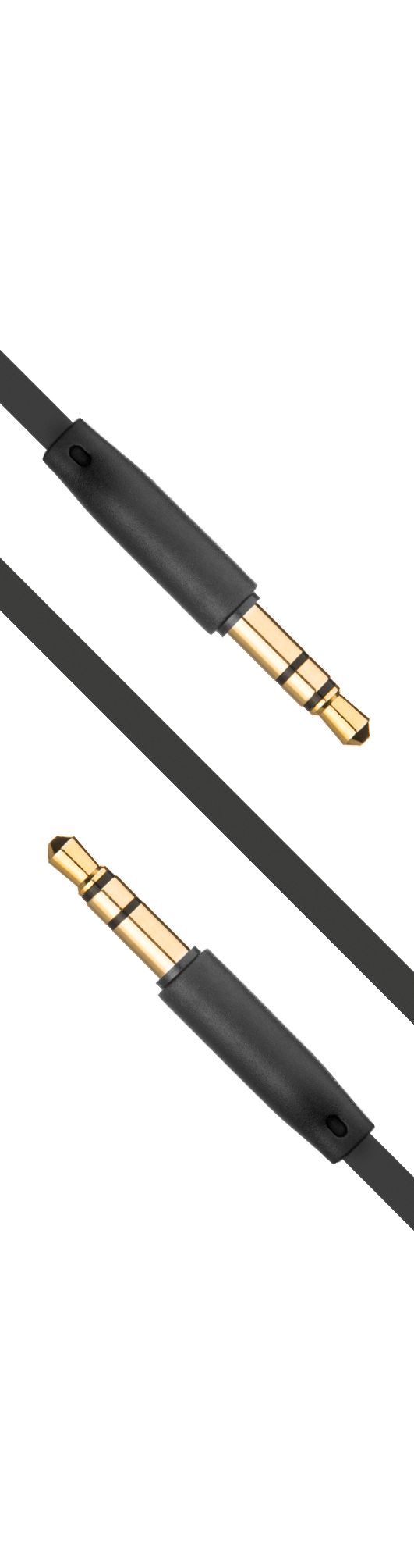 Levně Plochý AUX kabel Fixed s konektory 2 x 3,5 mm jack černý