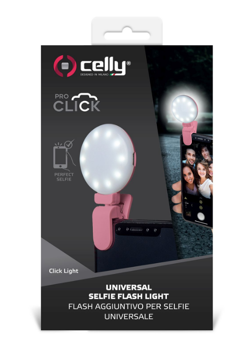 Přídavný blesk na fotoaparát Celly Click Light růžový
