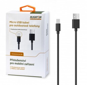 Datový kabel ALIGATOR s prodlouženým microUSB konektorem, 2A, black