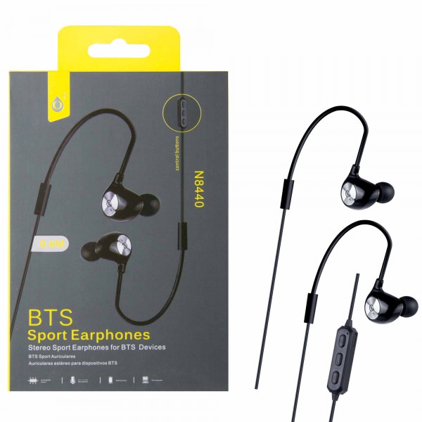 Bluetooth sportovní sluchátka do uší PLUS N8440, black