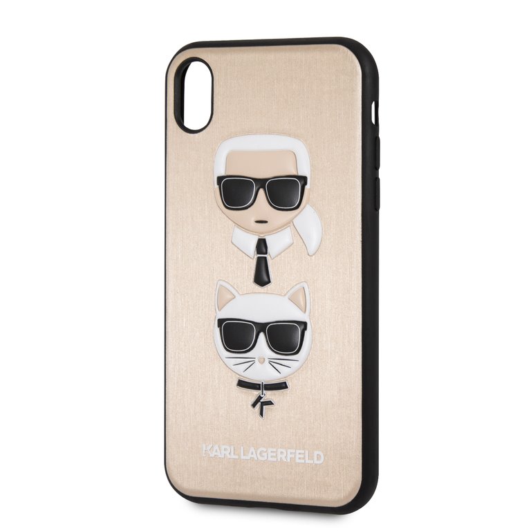 Zadní kryt Karl Lagerfeld Karl and Choupette Hard Case na iPhone XR,gold