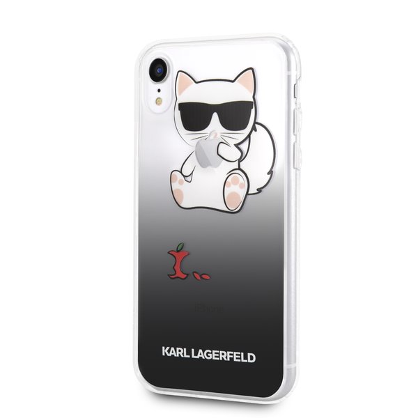 Silikonové pouzdro Karl Lagerfeld Fun Eaten Apple Hard Case na iPhone XR,black