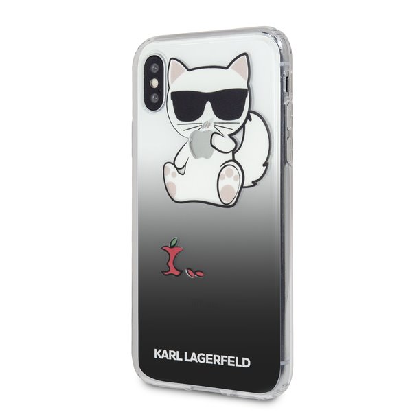 Silikonové pouzdro Karl Lagerfeld Fun Eaten Apple Hard Case na iPhone X,black
