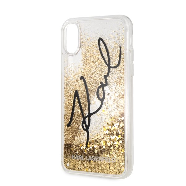 Silikonové pouzdro Karl Lagerfeld Signature Case Glitter Star na iPhone XS Max,gold