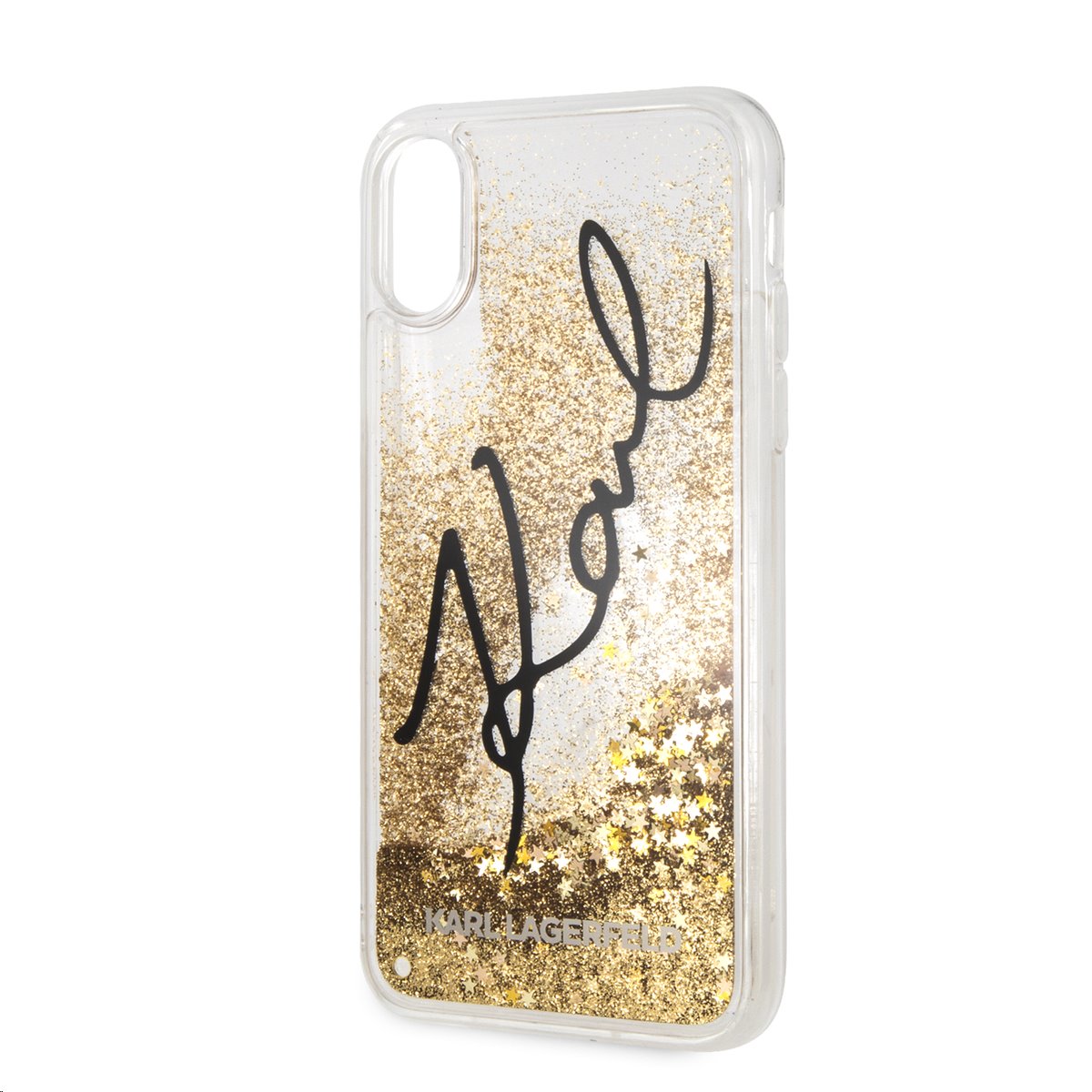 Silikonové pouzdro Karl Lagerfeld Signature Case Glitter Star na iPhone X,gold