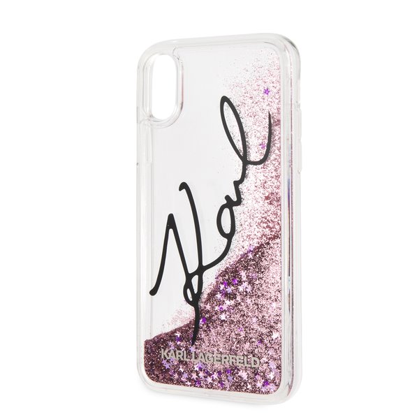 Silikonové pouzdro Karl Lagerfeld Signature Case Glitter Star na iPhone XS Max,pink