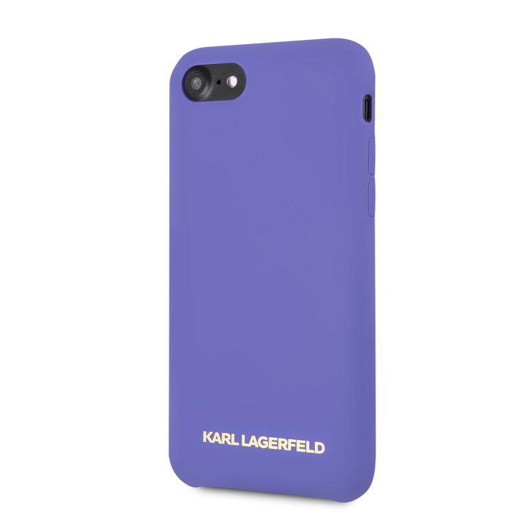 Silikonové pouzdro Karl Lagerfeld Gold Logo Silicone Case na iPhone 7/8,violet