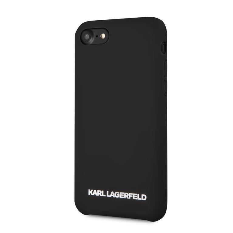 Silikonové pouzdro Karl Lagerfeld Silver Logo Silicone Case na iPhone 7/8,black