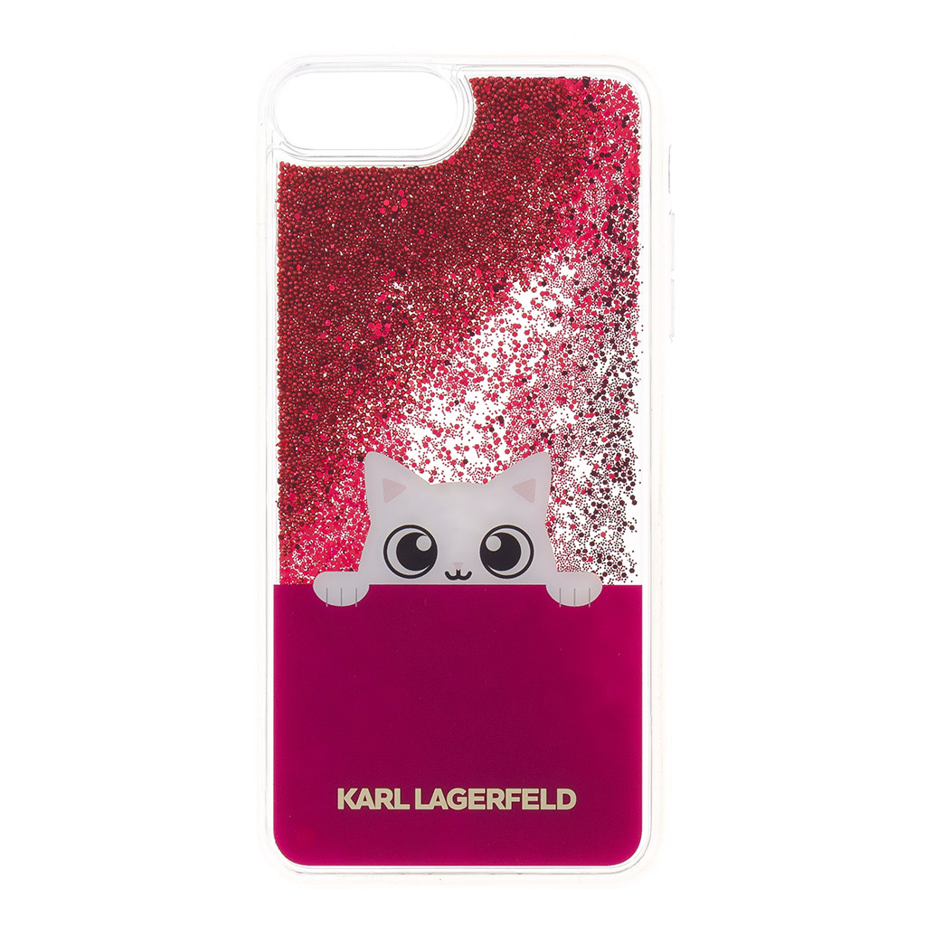 Silikonové pouzdro Karl Lagerfeld Peek a Boo Case Glitter na Phone 7/8 Plus,Fuchsia