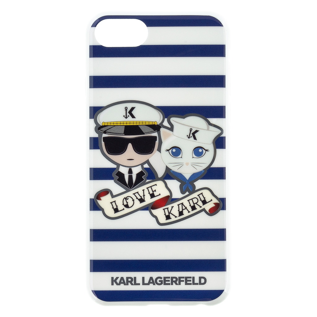 Silikonové pouzdro Karl Lagerfeld Sailor Stripes Case na iPhone 7/8, Black
