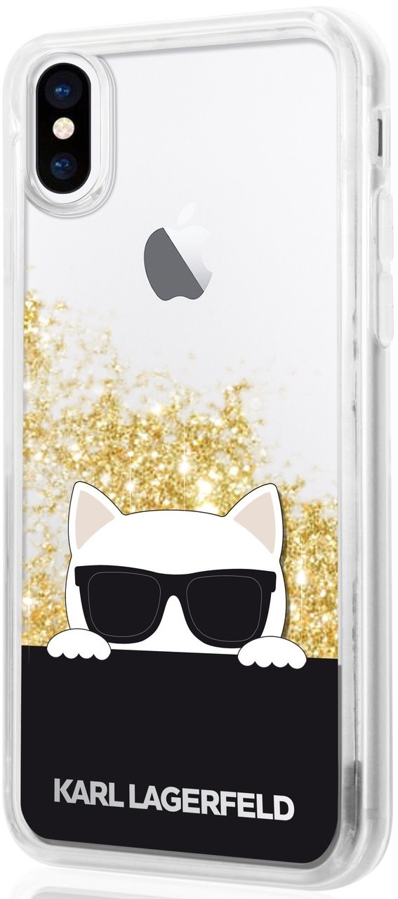 Silikonové pouzdro Karl Lagerfeld Choupette Sunglass na iPhone X / XS, Gold