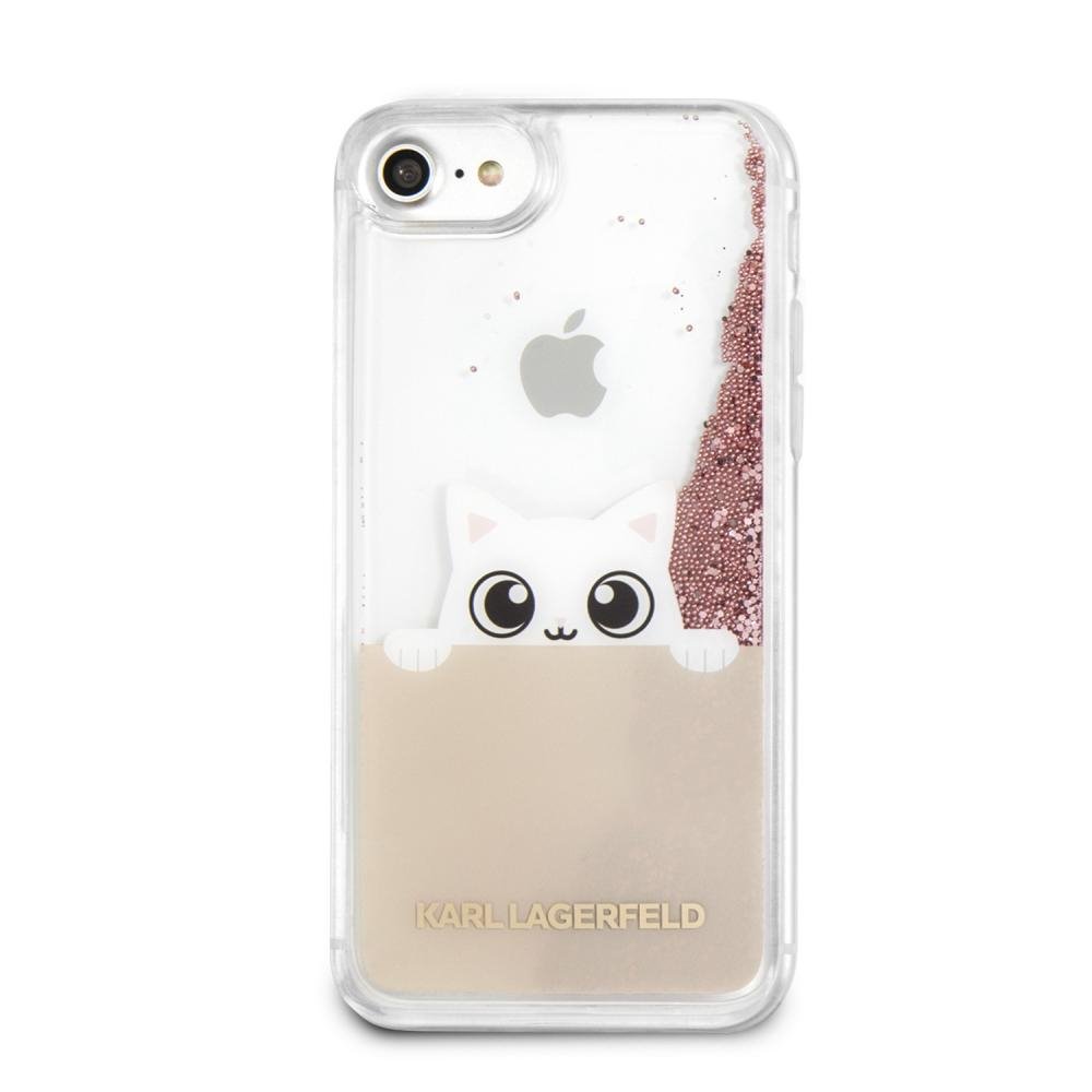 Silikonové pouzdro Karl Lagerfeld Peek and Boo Glitter na iPhone 7/8/SE 2020, Gold