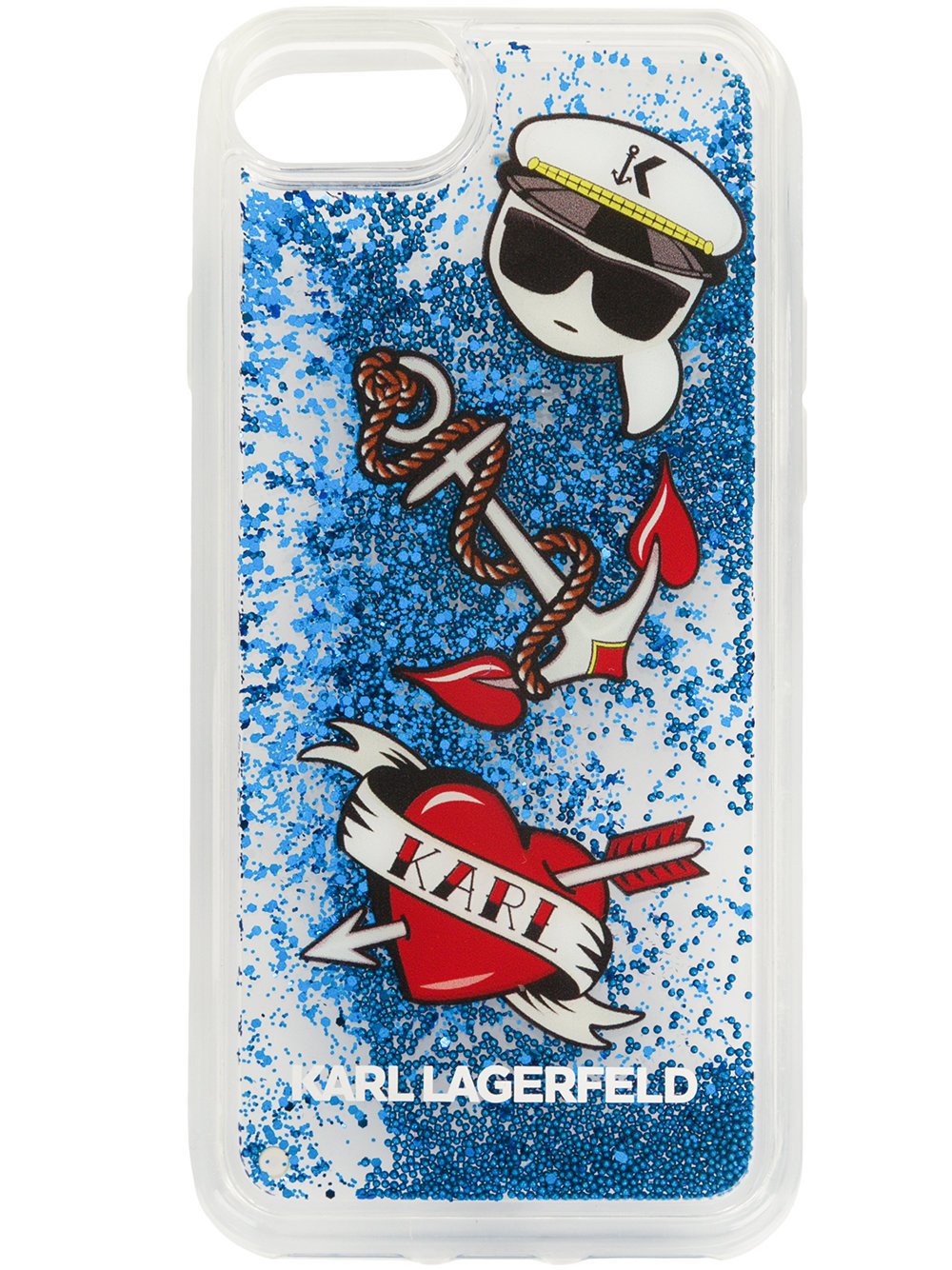 Silikonové pouzdro Karl Lagerfeld Hard Case Captain Karl Liquid Glitter na iPhone 7/8, Blue
