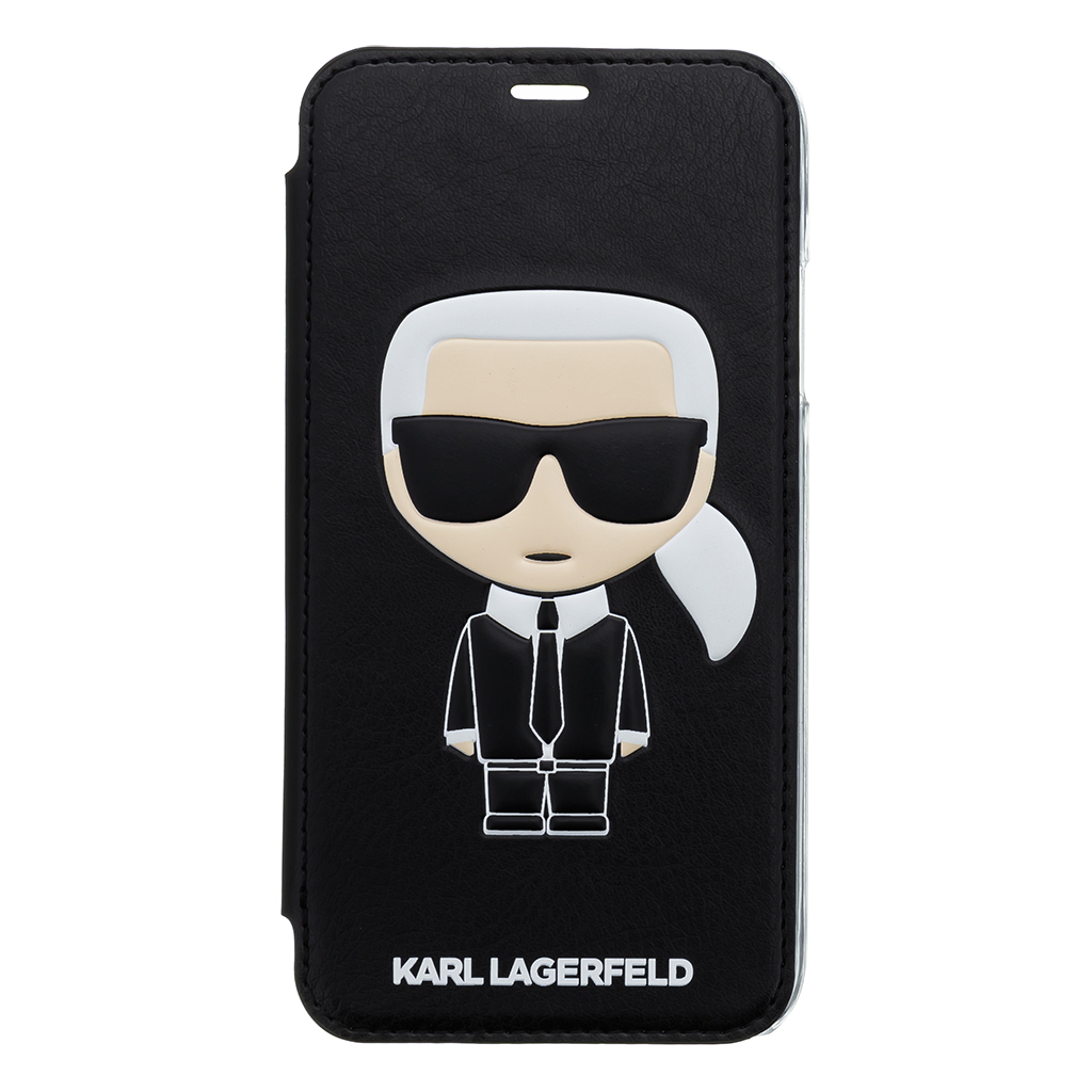 Pouzdro book Karl Lagerfeld Ikonik Case na iPhone XR, Black