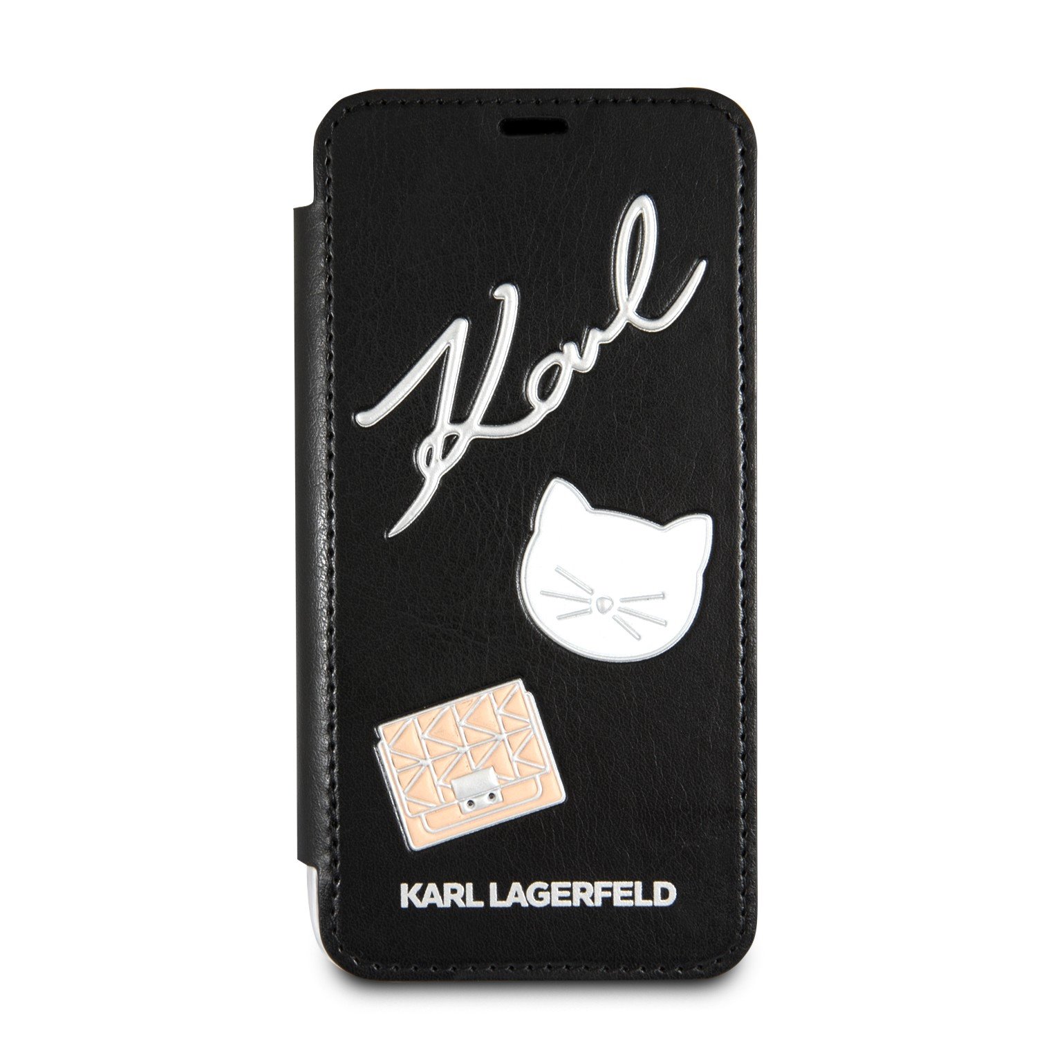 Pouzdro book Karl Lagerfeld Pins na iPhone 8, Black