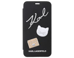 Pouzdro book Karl Lagerfeld Pins na iPhone X, Black