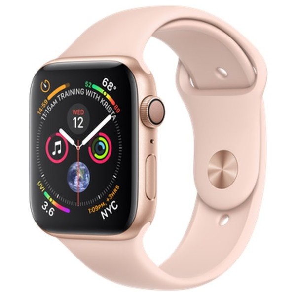Hodinky Apple Watch Series 4 40mm Rose Gold Aluminium - pískově růžový sportovní pásek