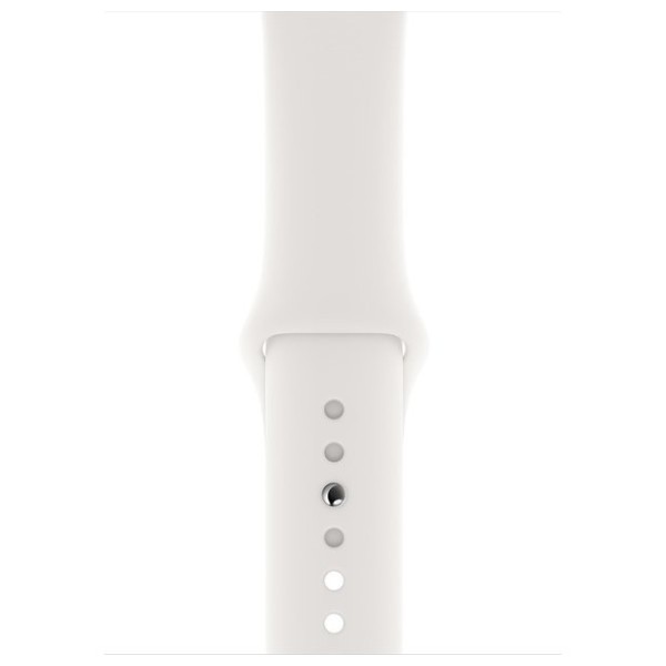Hodinky Apple Watch Series 4 44mm Silver Aluminium - bílý sportovní pásek