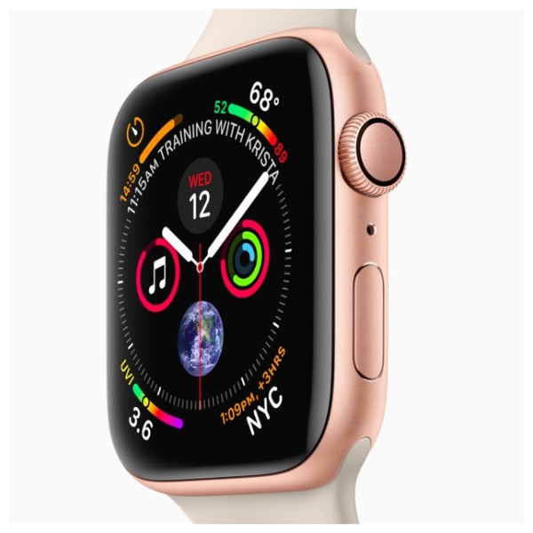 Hodinky Apple Watch Series 4 44mm Rose Gold Aluminium - pískově růžový sportovní pásek