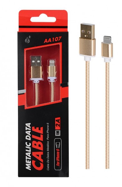 Datový a nabíjecí USB kabel PLUS AA107, pro iPhone lightning, 2A,1M, Gold